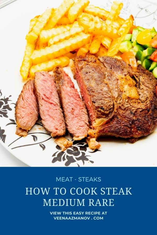 Pinterest image for cooking steak medium rare.