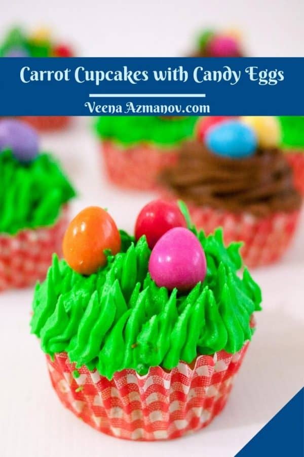 Pinterest image for carrot cupcakes.