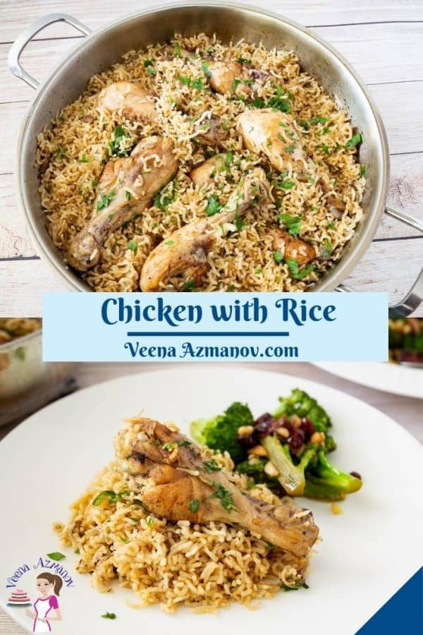 Pinterest image for rice with chicken.