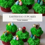 Pinterest image for Easter Egg on Carrot Cupcakes.