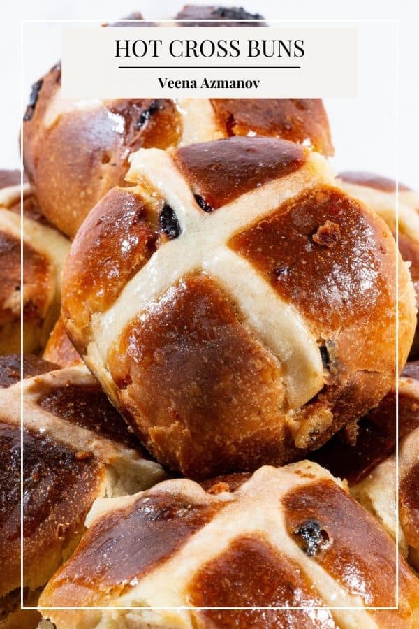 Pinterest image for Easy Buns with Cross - Hot Cross Spiced Buns.