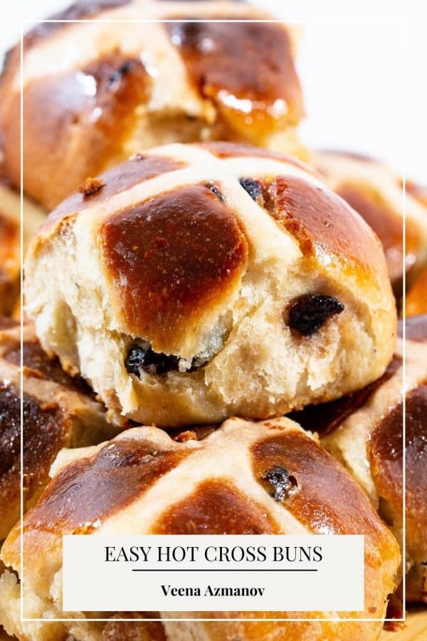 Pinterest image for Easy Buns with Cross - Hot Cross Spiced Buns.