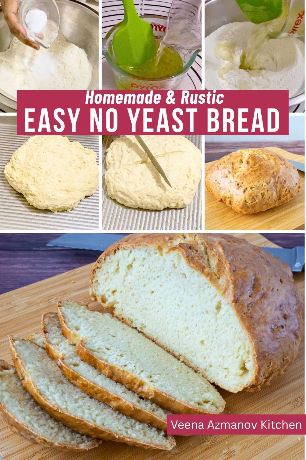 Pinterest image for no yeast bread.
