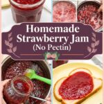 Pinterest image for low-sugar, no-pectin strawberry jam.