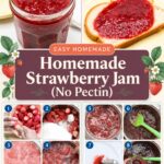 Pinterest image for low-sugar, no-pectin strawberry jam.