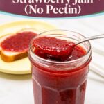 Pinterest image for low-sugar, no-pectin strawberry jam.