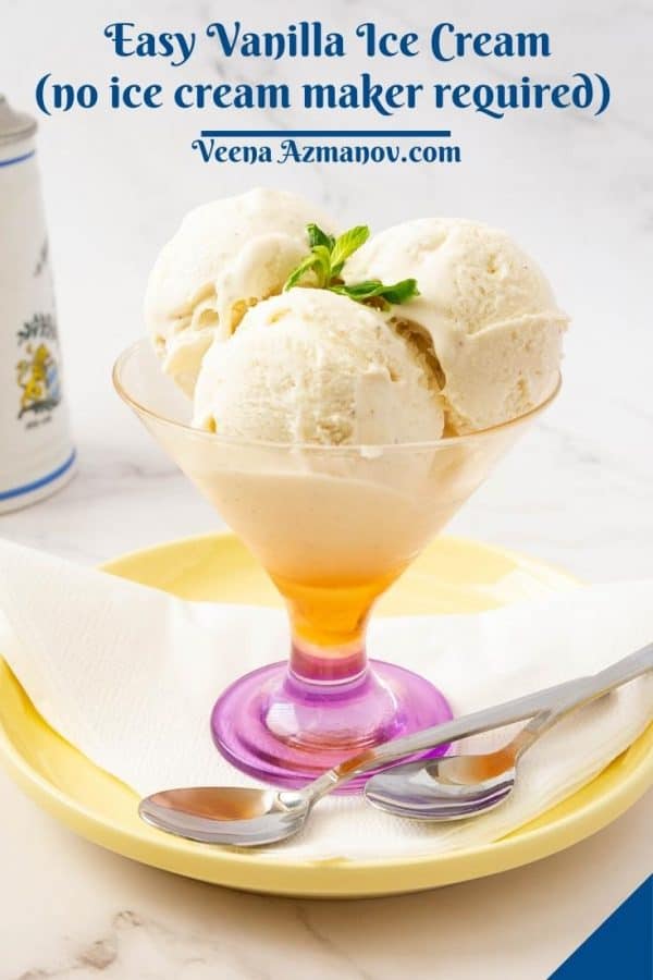 Pinterest image for vanilla ice cream.
