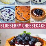 Pinterest image for baked blueberry cheesecake.