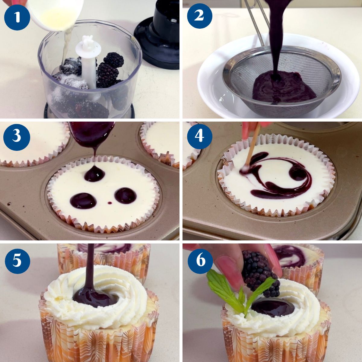 Progress Pictures - Blackberry Cheesecakes.