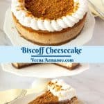 Pinterest image for cheesecake with lotus paste.
