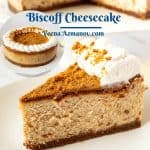 Pinterest image for biscoff cheesecake.