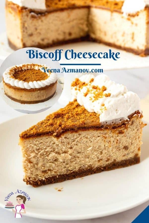 Pinterest image for biscoff cheesecake.