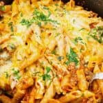 Pinterest image for cheeseburger casserole.