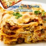 Pinterest image for lasagna with ricotta.