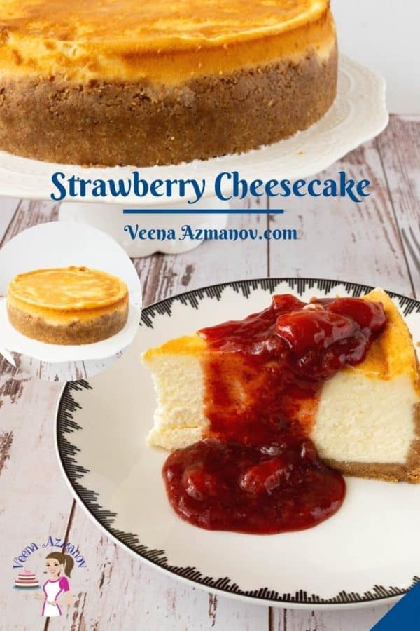 Pinterest image for strawberry cheesecake recipe.