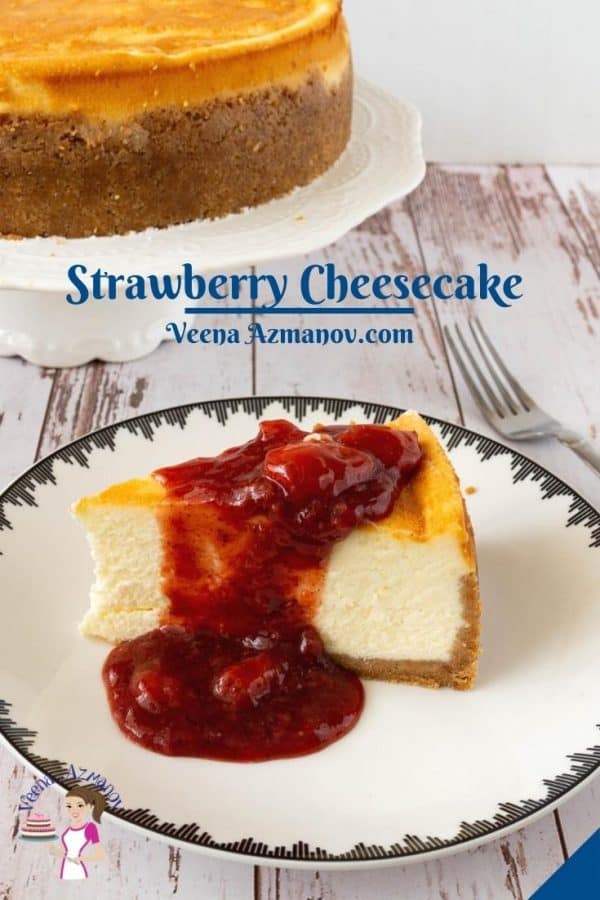 Pinterest image for strawberry cheesecake.