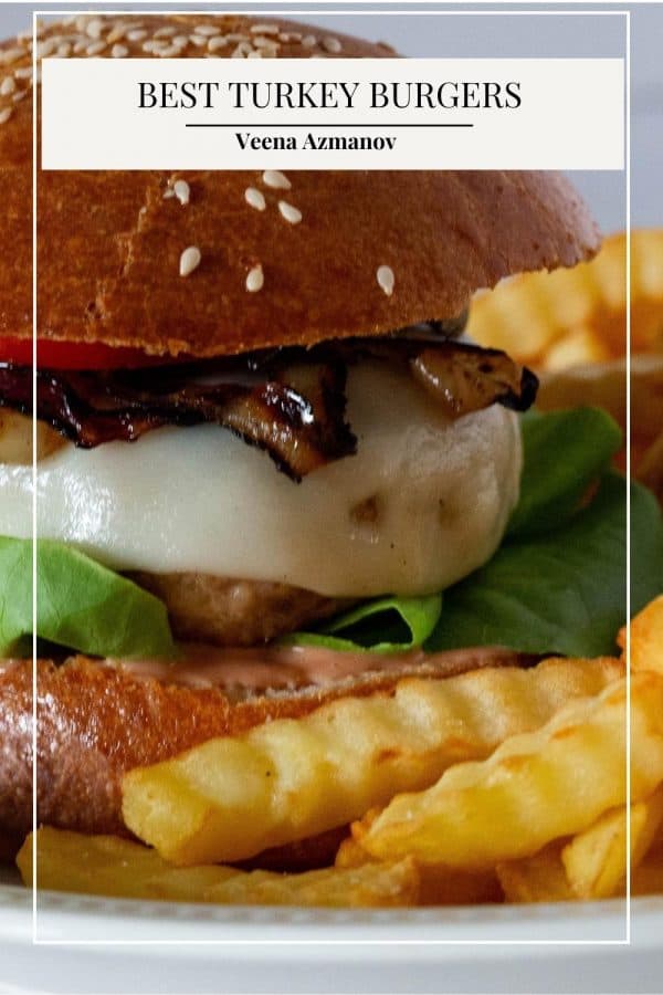 Pinterest image for turkey burger recipe.