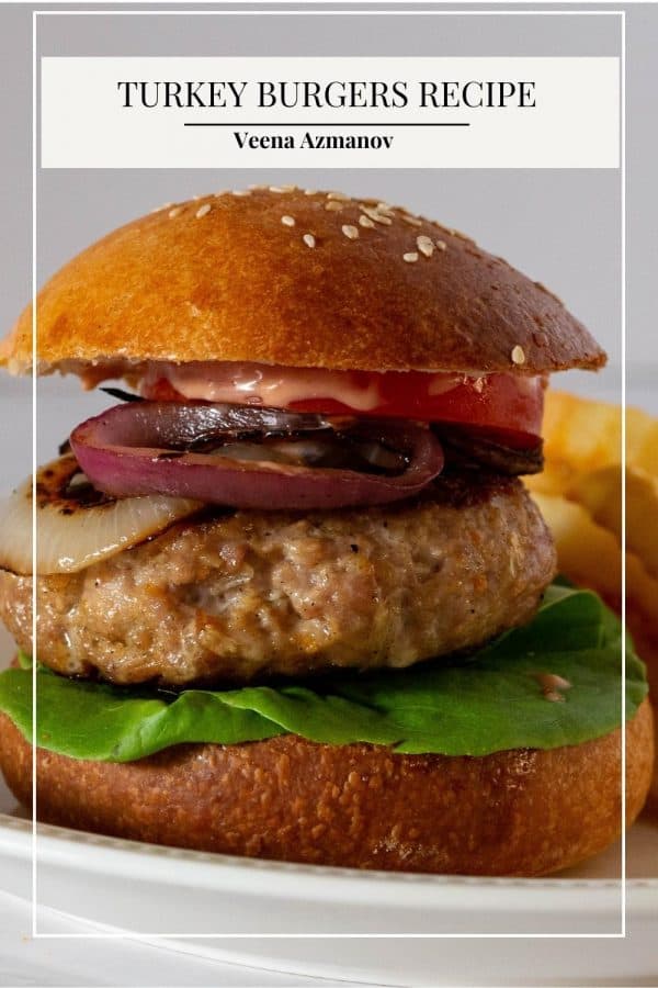 Pinterest image for turkey burger recipe.