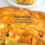 Pinterest image for fresh apricot cake.