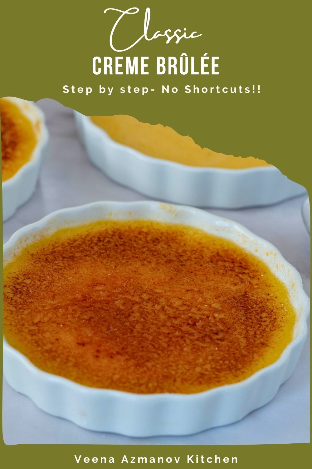 Pinterest image for Classic No-Fail Creme Brûlée Desserts.