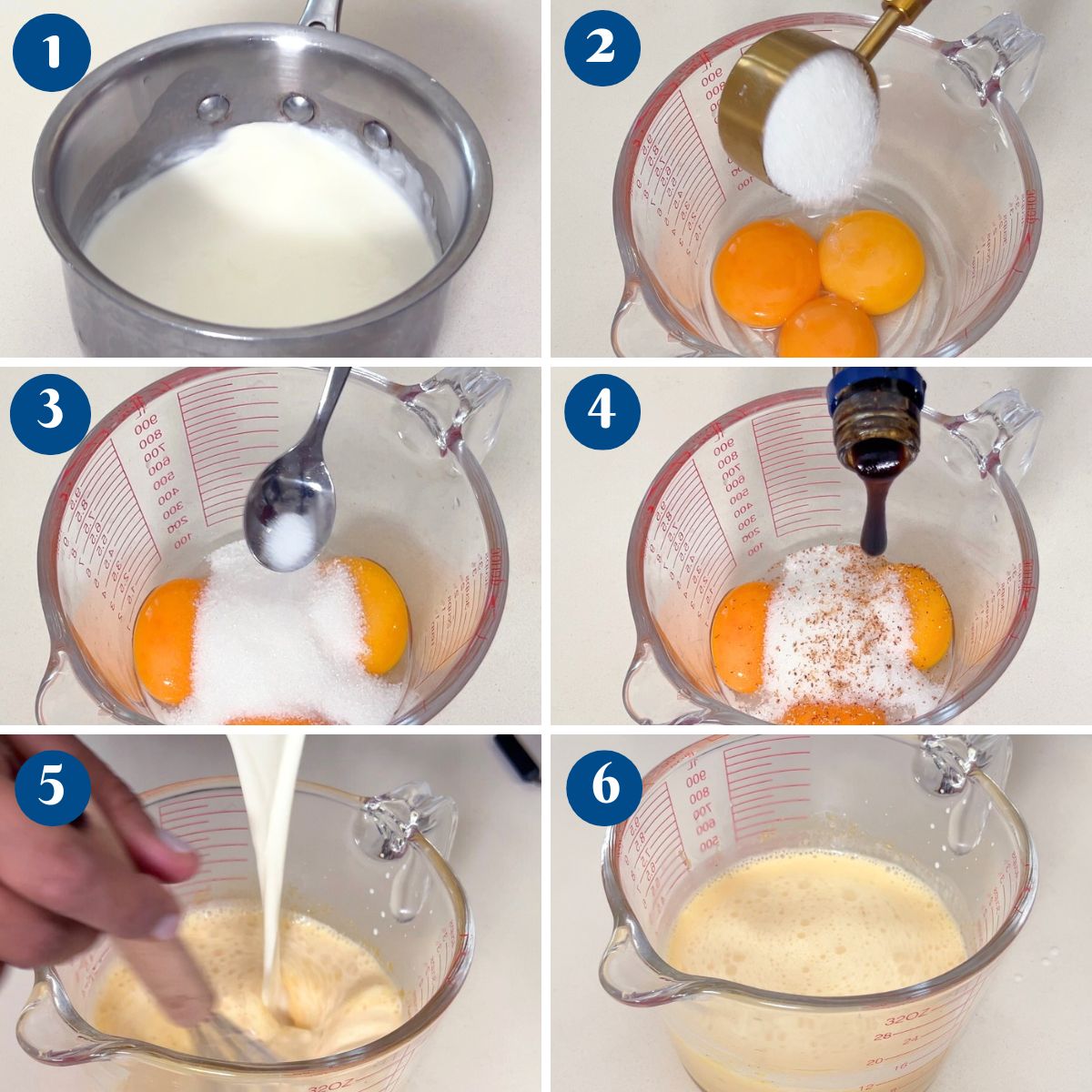 Progress pictures making creme brulee.