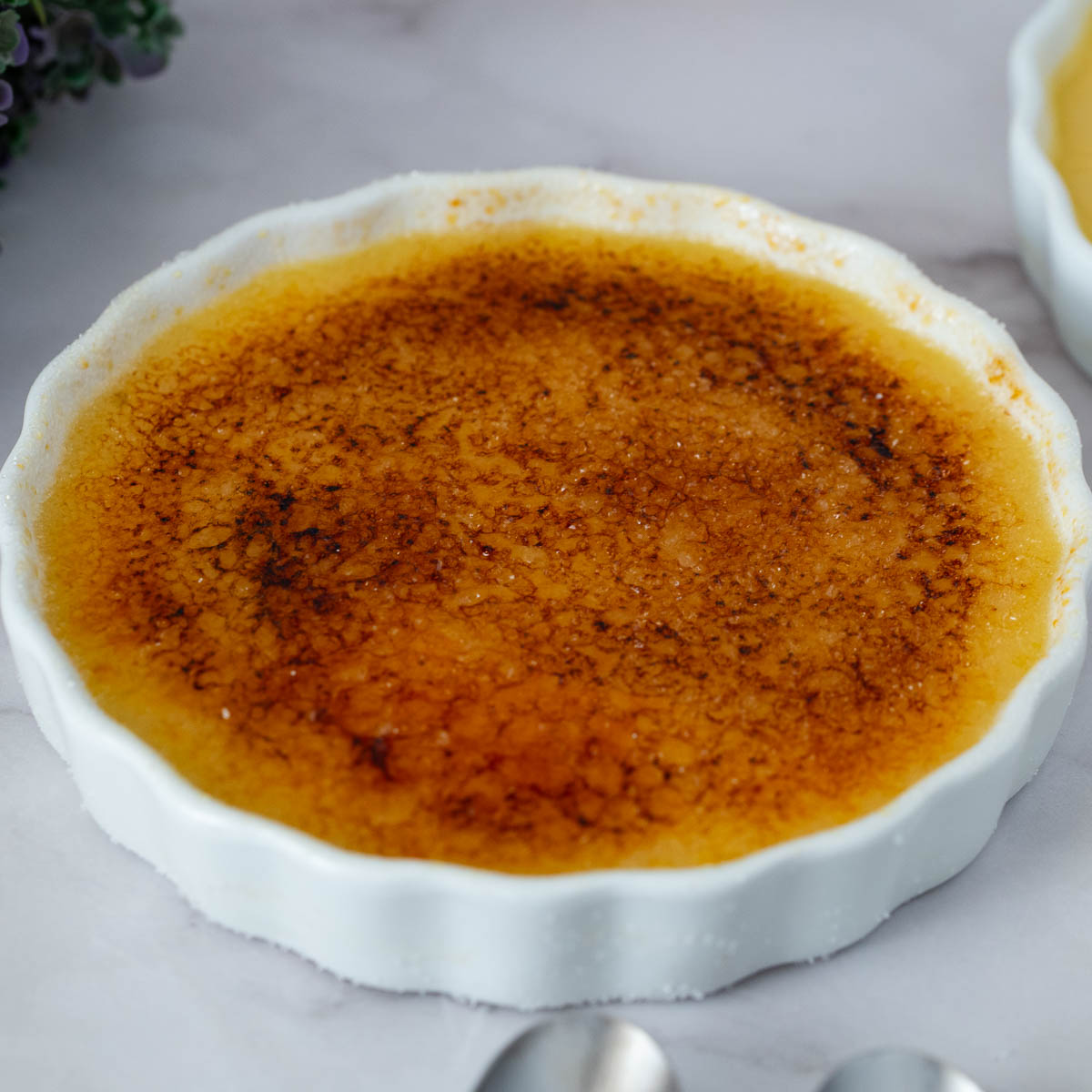 Baked crème brûlée ramekins.