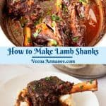 Pinterest image for braised lamb shanks.