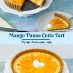 Pinterest image for panna cotta tart with fresh mangoes.