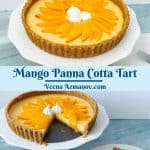 Pinterest image for panna cotta tart with mango.