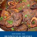Pinterest image for braised veal shanks.