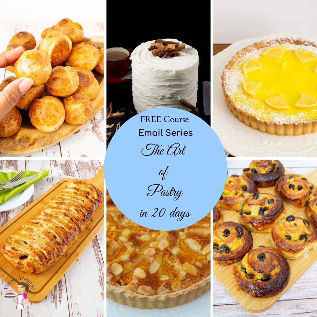 Collage for pastries for the online course.