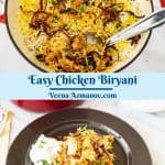 Pinterest image for biryani with chicken.