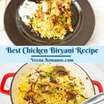Pinterest image for biryani with chicken.