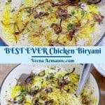 Pinterest image for biryani with chicken.
