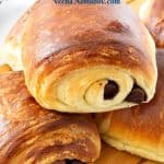 Pinterest image for croissant with chocolate.