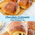 Pinterest image for croissants with chocolate.