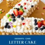 Pinterest image for the alphabet Z cake.