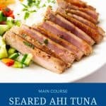 Pinterest image for seared ahi tuna.