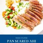 Pinterest image for seared ahi tuna.