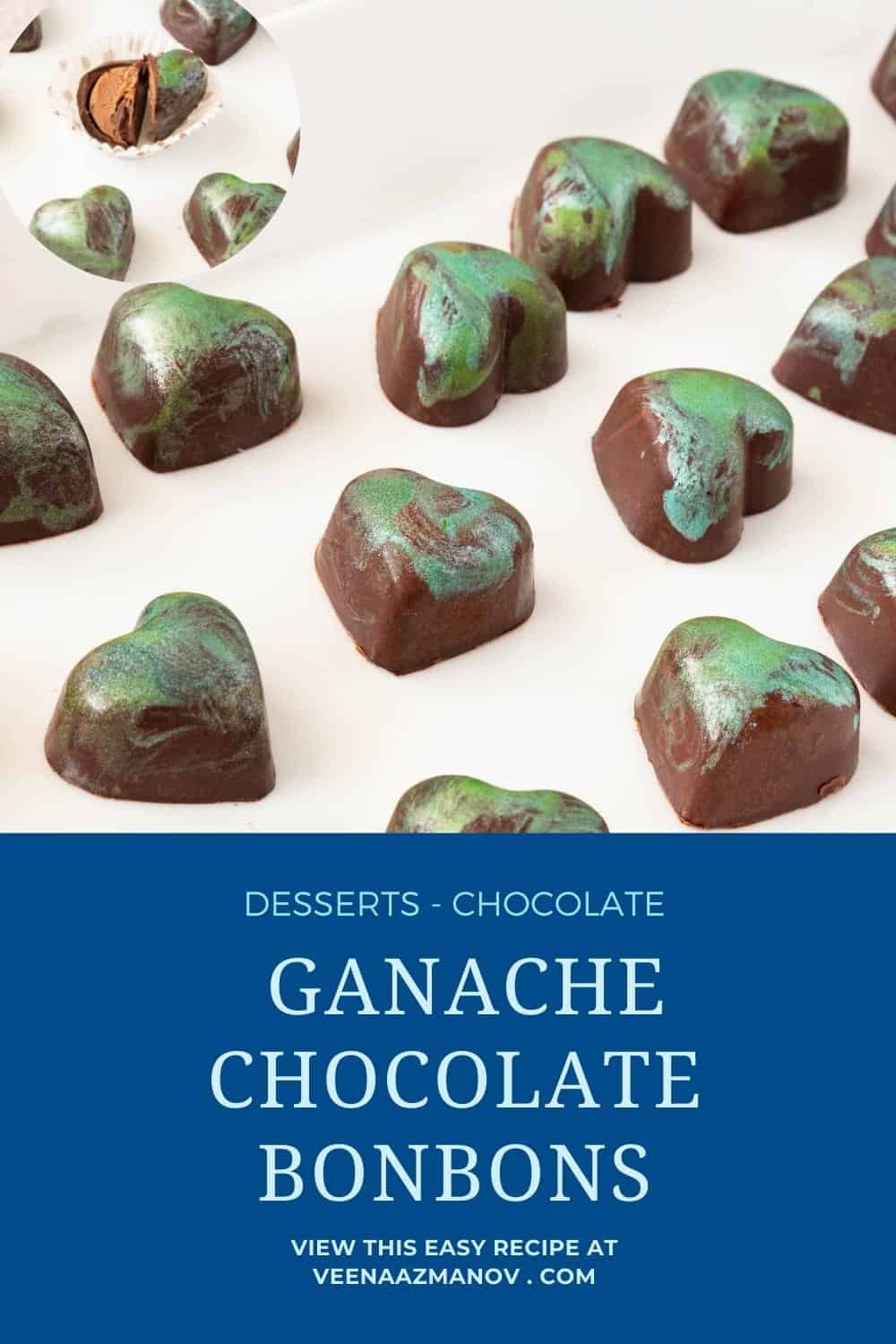 Pinterest image for bonbons with ganache.