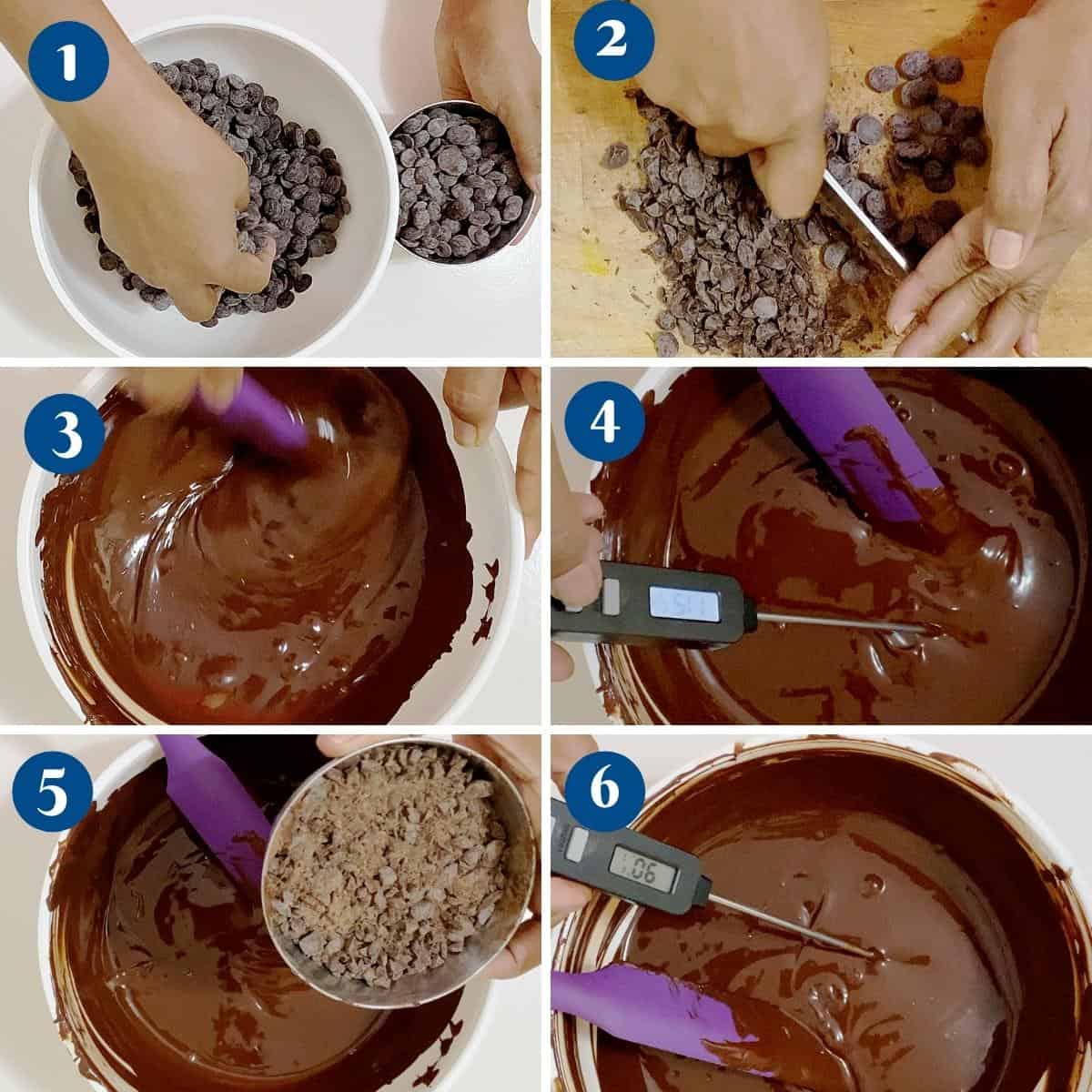 Progress pictures how to temper chocolate