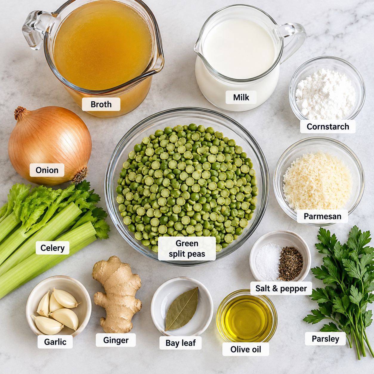 Ingredients for Instant Pot Split Pea Soup.