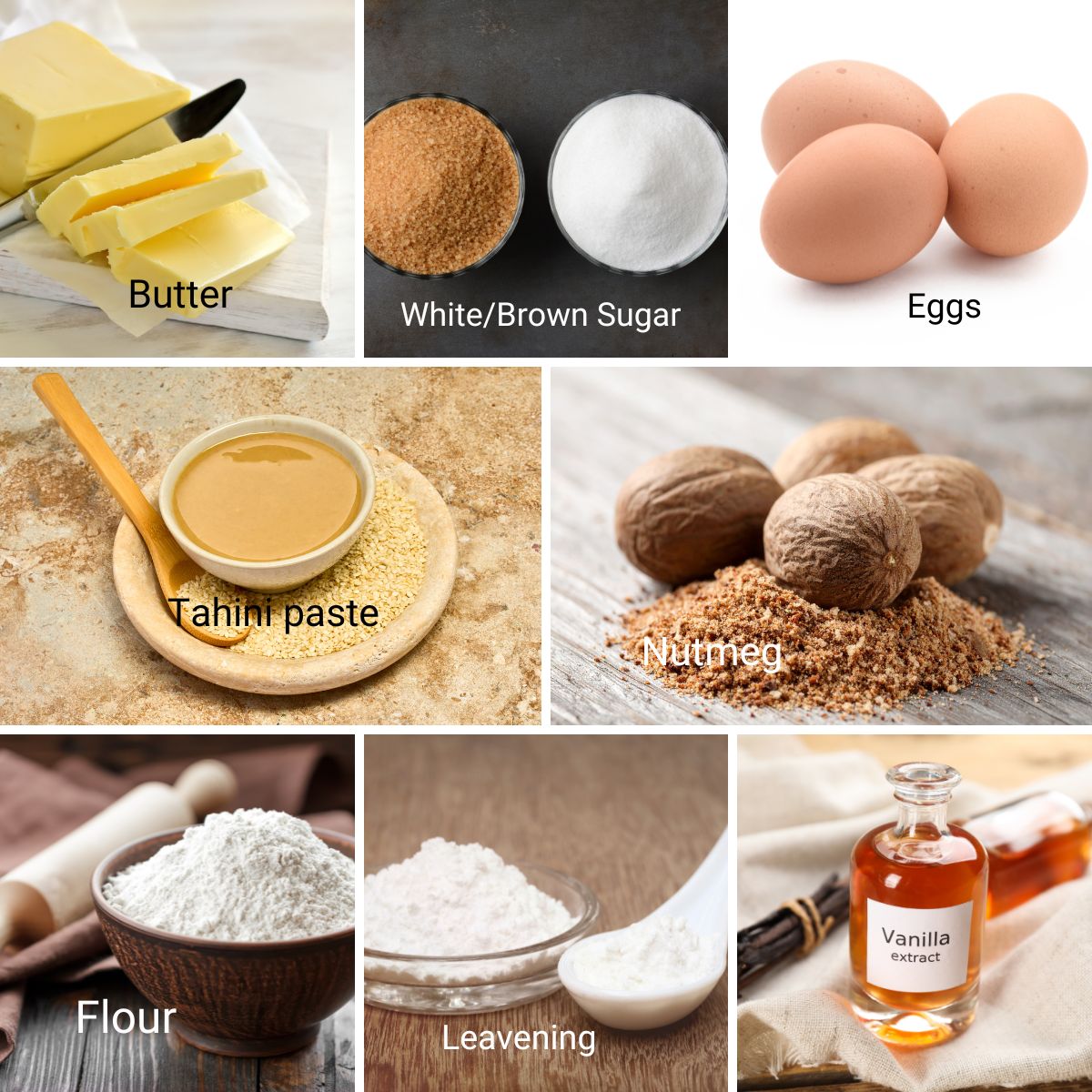Ingredients for making tahini cookies.