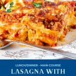 Pinterest image for béchamel lasagna.