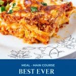 Pinterest image for lasagna.