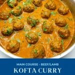 Pinterest image for kofta curry recipe.
