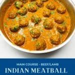 Pinterest image for kofta curry.