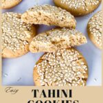Pinterest image for tahini cookies.