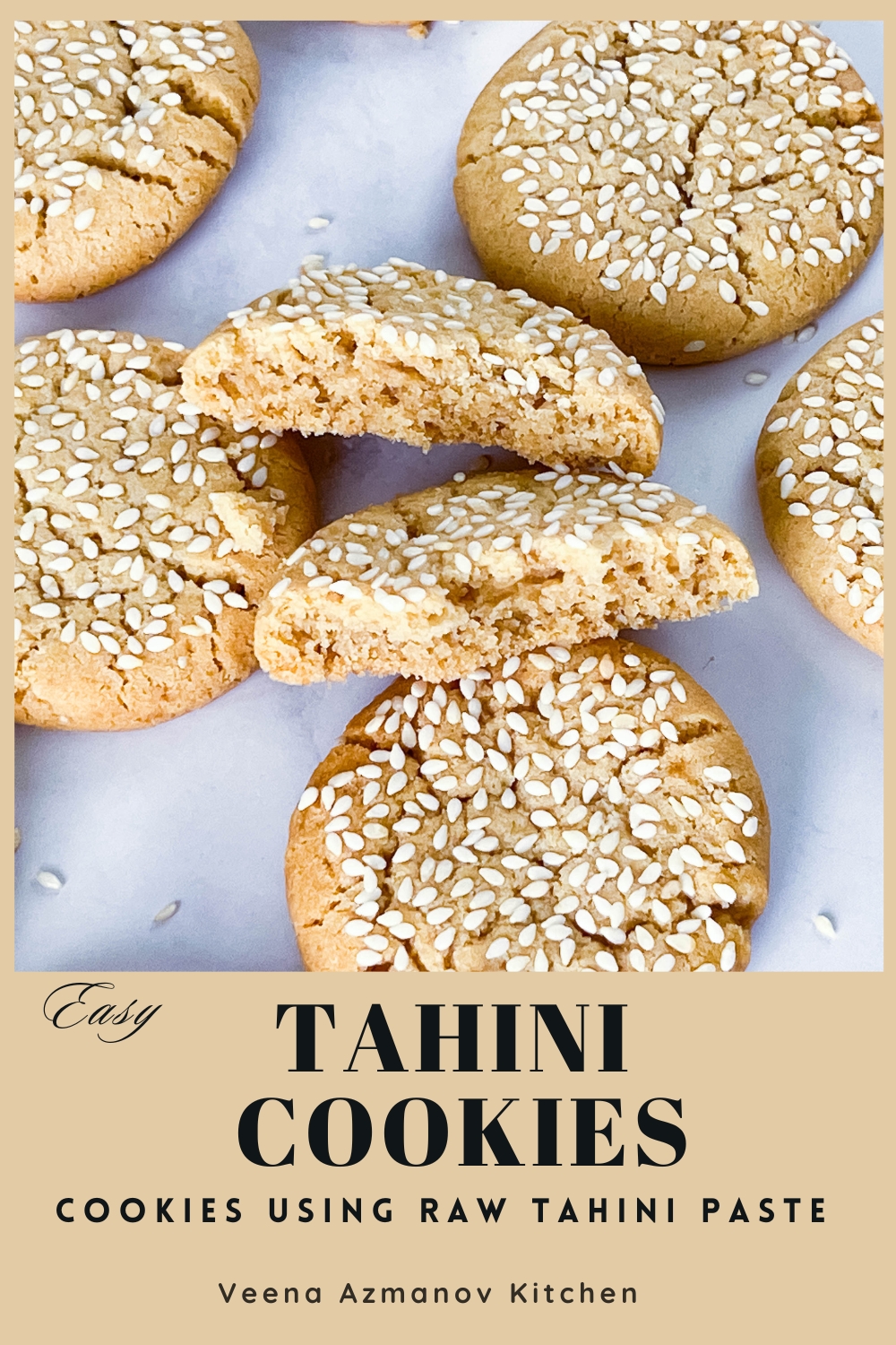 Pinterest image for tahini cookies.