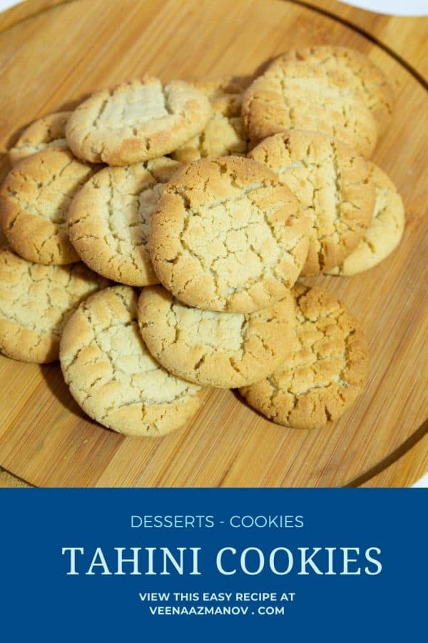 Pinterest image for tahini cookies.